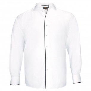 Plus-size shirt in plain fabric and braid BORNERO AE5DB1