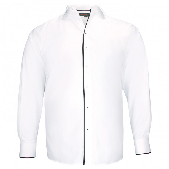 Plus-size shirt in plain fabric and braid BORNERO AE5DB1