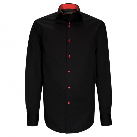 Plain black straight cut shirt CLAROSSO AE11EB1