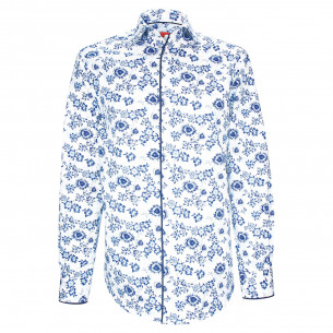 Straight cut shirt in floral print fabric AE2AM1