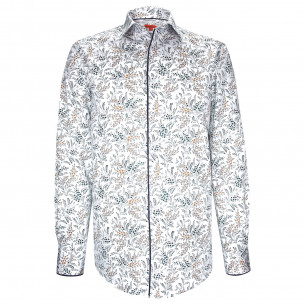 Straight cut shirt in floral print fabric AE3AM1