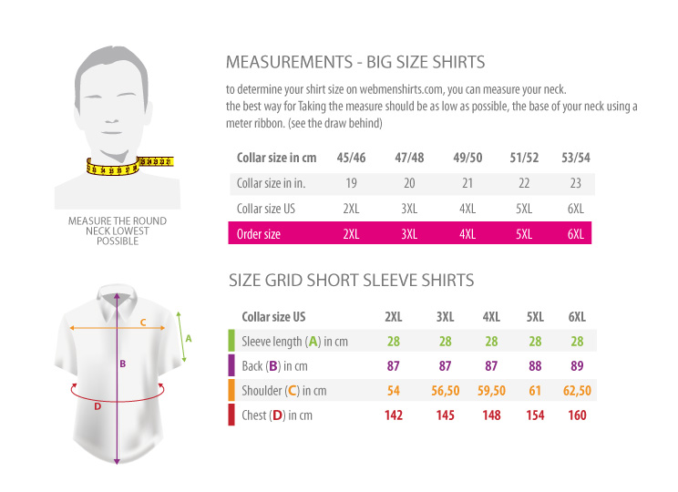 measurements - big size shirts