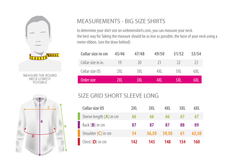 measurements - big size shirts