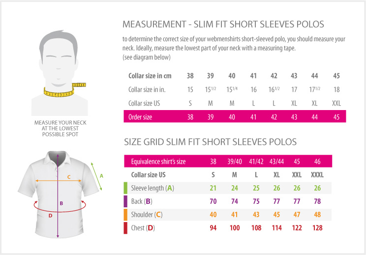 measurements - SHORT-SLEEVED POLOS