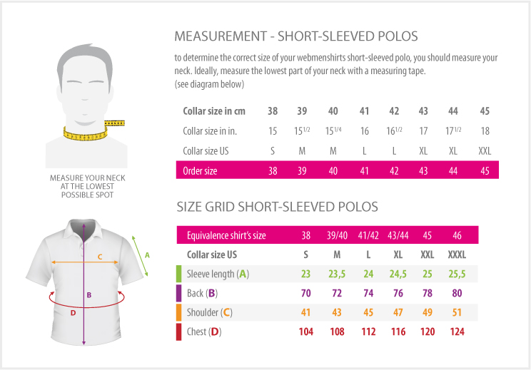 measurements - SHORT-SLEEVED POLOS
