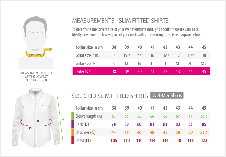 Measures Table - shirts