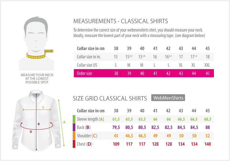 Measures Table - shirts